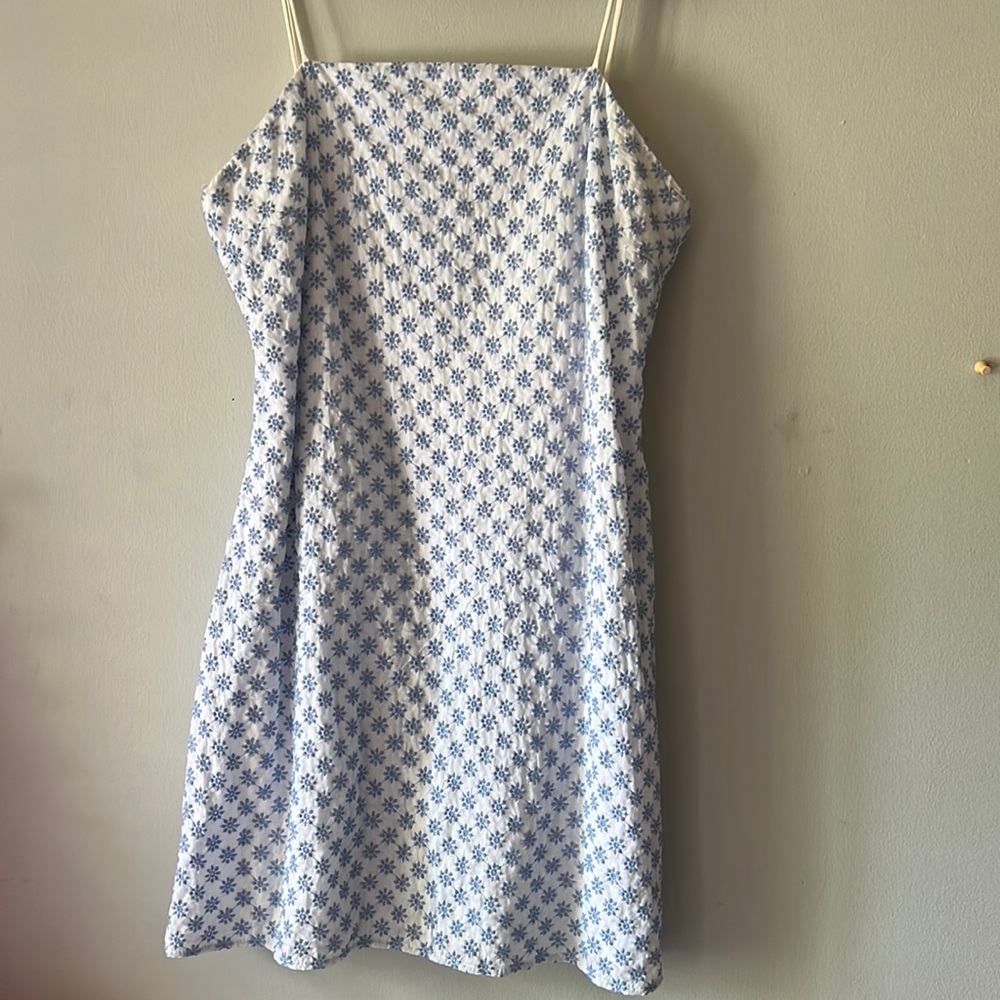 Francesca’s blue floral quilted summer dress